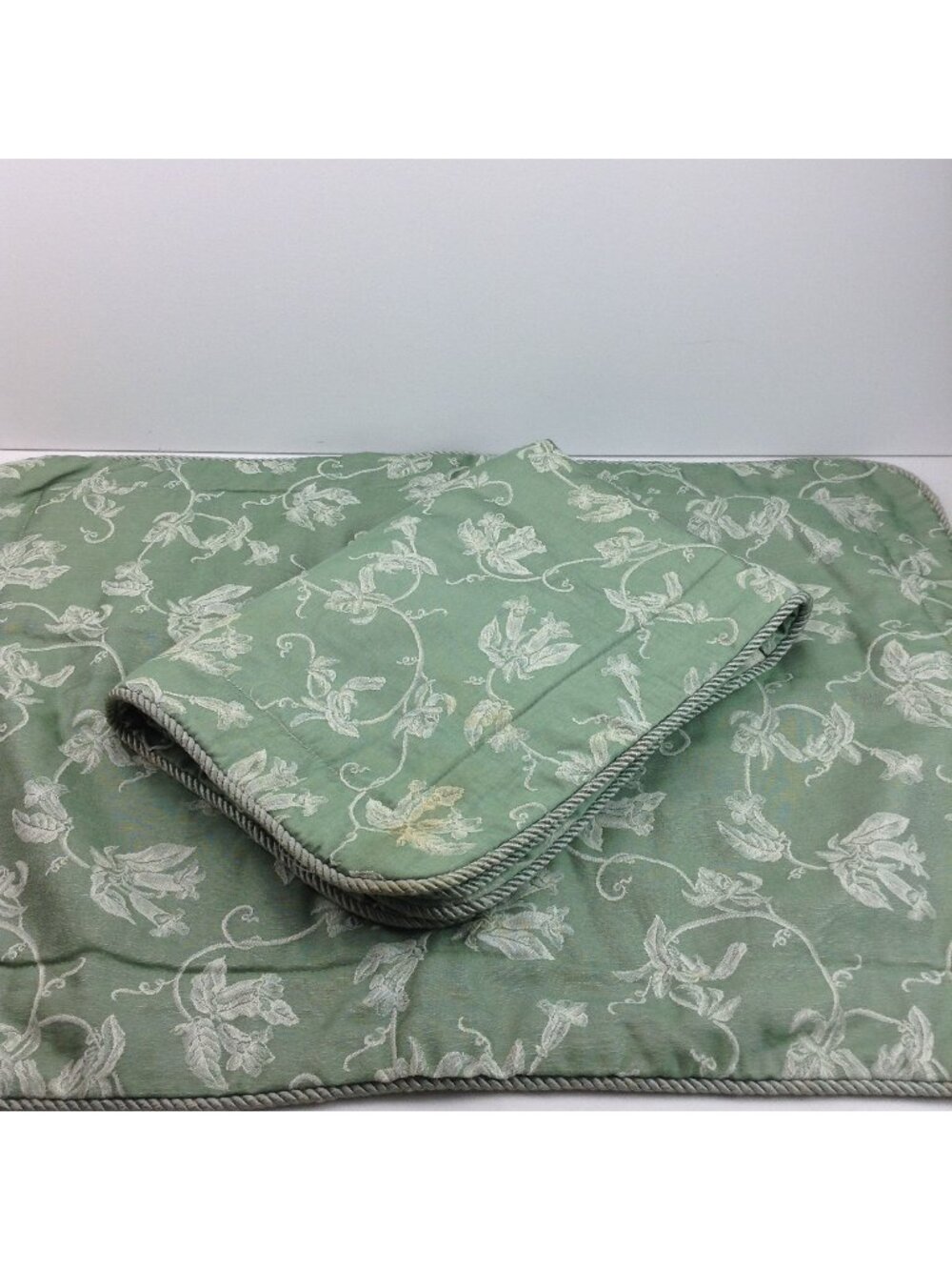 Divatex Home Fashions Standard Pillow Shams Green 29" x 18" Twisted Cord Trim